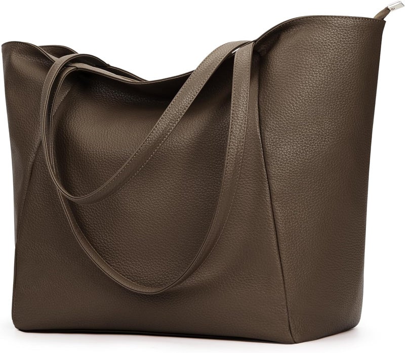 KALIDI Large Tote Bag Vegan Leather Casual Zipper Work Bag Weekender Hobo for Women 23L Oversize Shoulder Travel Purse - Image 1